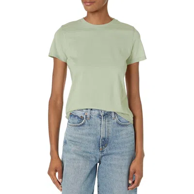 Vince Womens Slub Crew Pullover Top In Green