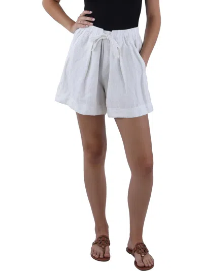 Vince Womens Smocked Short Flat Front Tie-waist/belted In White