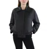 Vince Womens Solid Lambskin Leather Bomber Jacket In Black