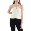 Vince Womens Solid Polyester Halter Top In White