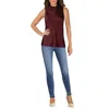 Vince Cascade Draped Sleeveless Top In Burgundy