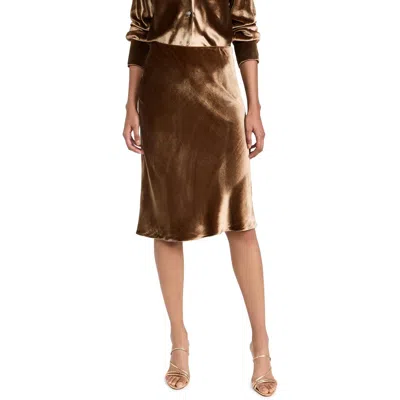 Vince Womens Solid Velvet A-line Skirt In Gold