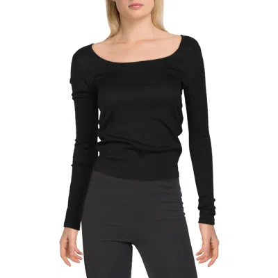 Vince Womens Square Neck Knit T-shirt In Black