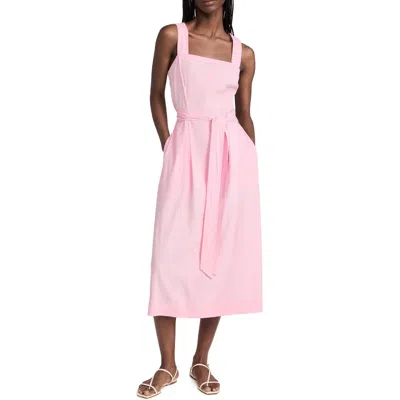 VINCE WOMENS SQUARE NECK LINEN MIDI DRESS