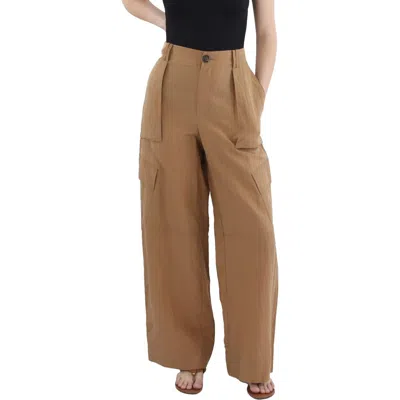 Vince Womens Tencel Wide Leg Cargo Pants In Brown