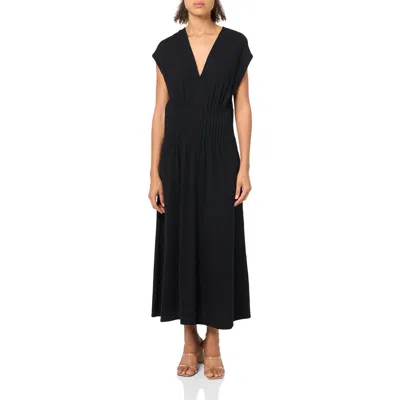 Vince Womens V-neck Sleeveless Midi Dress In Black