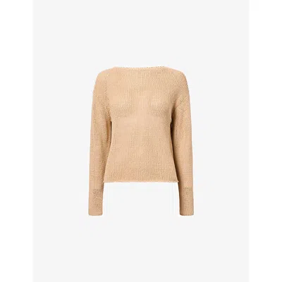 Vince Womens Maiz Boat-neck Drop-shoulder Cotton-blend Jumper Xs In Pink