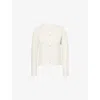 Vince Womens Off White Boucle Round-neck Stretch-silk Blend Cardigan In White