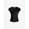 Vince Womens Black Cowl-neck Cap-sleeves Silk Top In Black