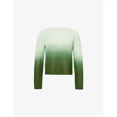 Vince Womens Sea Dew Combo Dip-dye Boat-neck Cotton-blend Jumper In Green