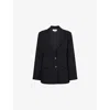 Vince Womens Black Oversized Notched-collar Woven Blazer In Black
