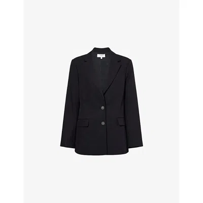 Vince Womens Black Oversized Notched-collar Woven Blazer