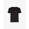 Vince Womens  Round-neck Ribbed-trim Cotton-jersey T-shirt In Black
