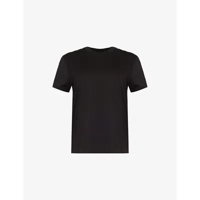 Vince Womens  Round-neck Ribbed-trim Cotton-jersey T-shirt In Black