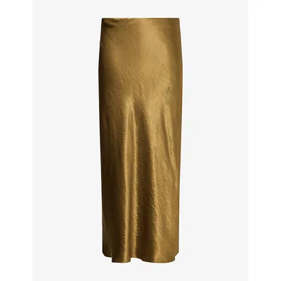 Vince Womens  Side-slit Satin Midi Skirt In Black