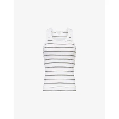 Vince Womens Herb Combo Striped Sleeveless Knit Top In White