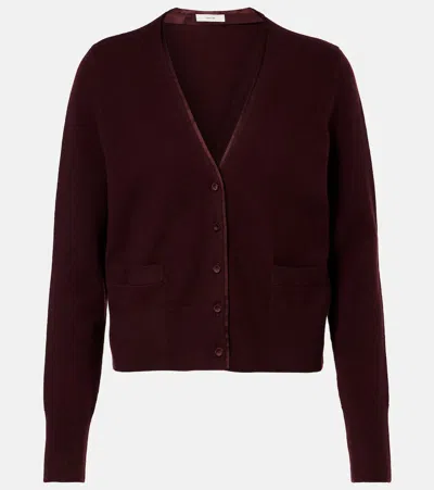 Vince Wool And Cashmere-blend Cardigan In Burgundy