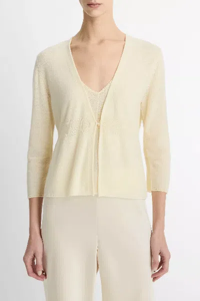 VINCE WOOL & CASHMERE-BLEND CARDIGAN IN DARK VANILLE