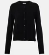 Vince Double Layer Organic Cotton Blend Cardigan In Schwarz