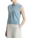 Vince Wool & Cashmere-blend Henley Shell In Blue