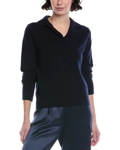 Vince Wool & Cashmere-blend Polo Shirt In Blue