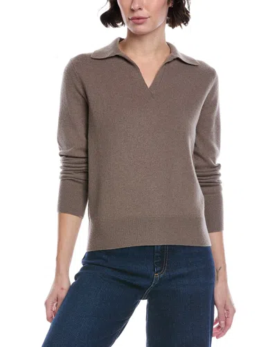 Vince Wool & Cashmere-blend Polo Shirt In Brown
