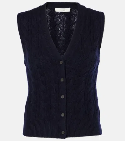Vince Wool And Cashmere-blend Waistcoat In Blue