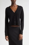 Vince V Button Cardigan In Black