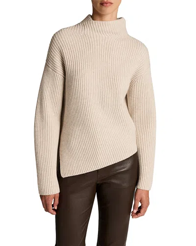 Vince Wool & Cashmere Draped Rib Shawl Sweater In Neutral
