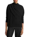 Vince Wool & Cashmere Draped Sweater In Black
