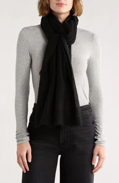 Vince Wool & Cashmere Frayed Scarf In Black