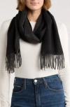 Vince Wool & Cashmere Fringe Scarf In Black