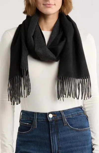 Vince Wool & Cashmere Fringe Scarf In Black