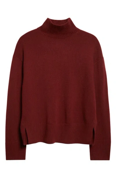 Vince Wool & Cashmere Mock Neck Tunic Sweater In Burgundy