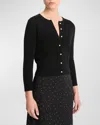 Vince Wool And Cashmere Pearly Button Cardigan In Blk Black