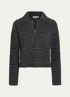 Vince Wool And Cashmere Plaid Half-zip Sweater In H Smokeblack Comb