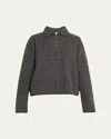 Vince Wool And Cashmere Plaid Half-zip Sweater In H Smokeblack Combo
