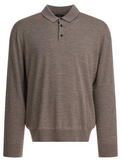Vince Wool And Cashmere Polo Shirt In Gray