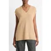 Shop Vince Wool & Cashmere Rib Sweater Vest In Camel