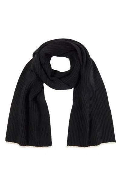 Vince Wool & Cashmere Shaker Stitched Scarf In Black