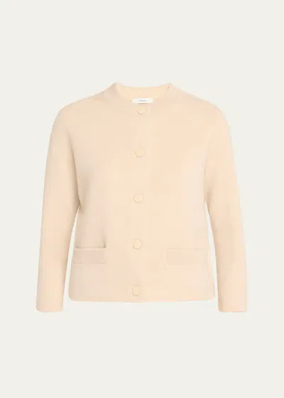 Vince Wool And Cashmere Shrunken Snap Cardigan In Beach