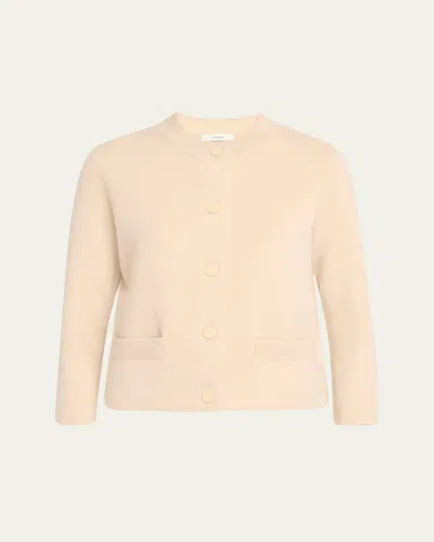 Vince Wool And Cashmere Shrunken Snap Cardigan In Beach