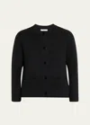 Vince Wool And Cashmere Shrunken Snap Cardigan In Black