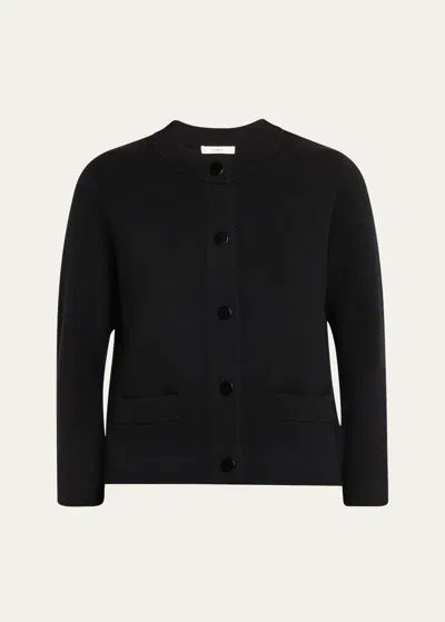 Vince Wool And Cashmere Shrunken Snap Cardigan In Black