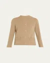 Vince Wool And Cashmere Shrunken Snap Cardigan In Brown