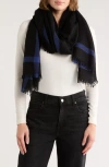 Vince Wool & Cashmere Stripe Scarf In Black