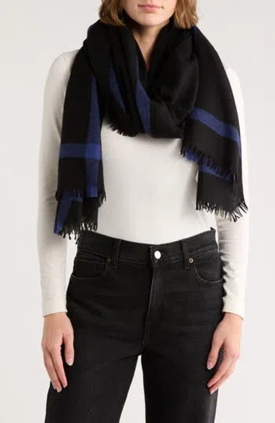 Vince Wool & Cashmere Stripe Scarf In Black