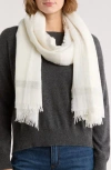 Vince Wool & Cashmere Stripe Scarf In White
