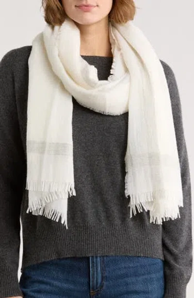 Vince Wool & Cashmere Stripe Scarf In White