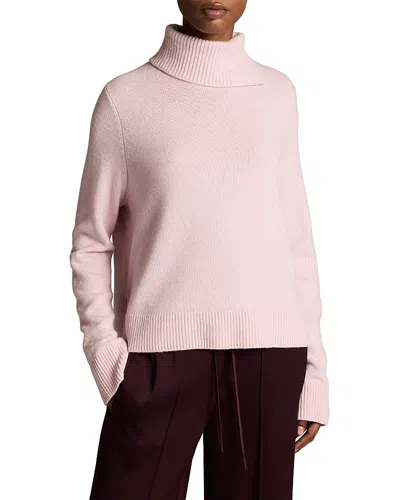 Vince Wool & Cashmere Swing Turtleneck Slit Sweater In Pink
